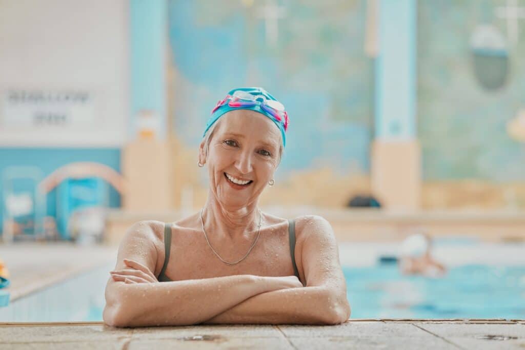 Older woman swimming.