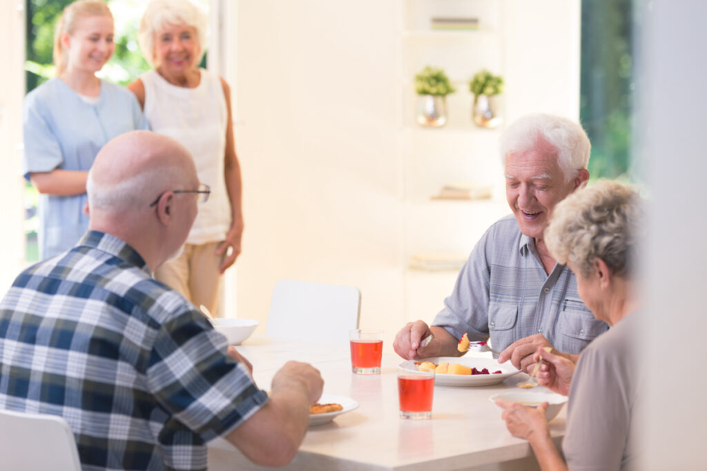 Older adults in a senior living community